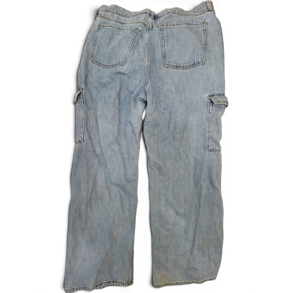 Old Navy Sky-Hi Wide Leg Cargo Jeans Light Wash Extra High Rise Womens Size 12 - Picture 2 of 10